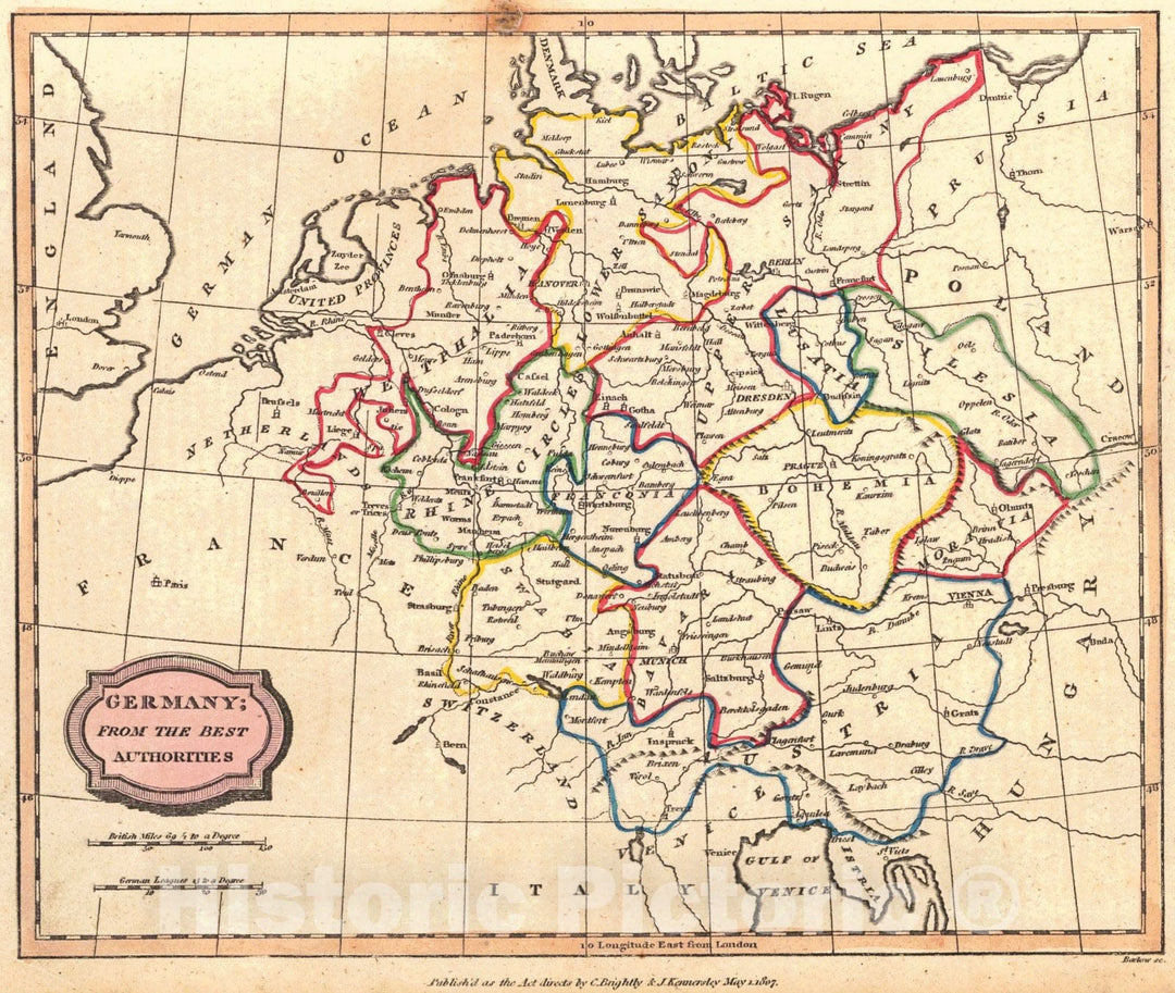 Historic Map : 1807 Germany; from the Best Authorities : Vintage Wall Art