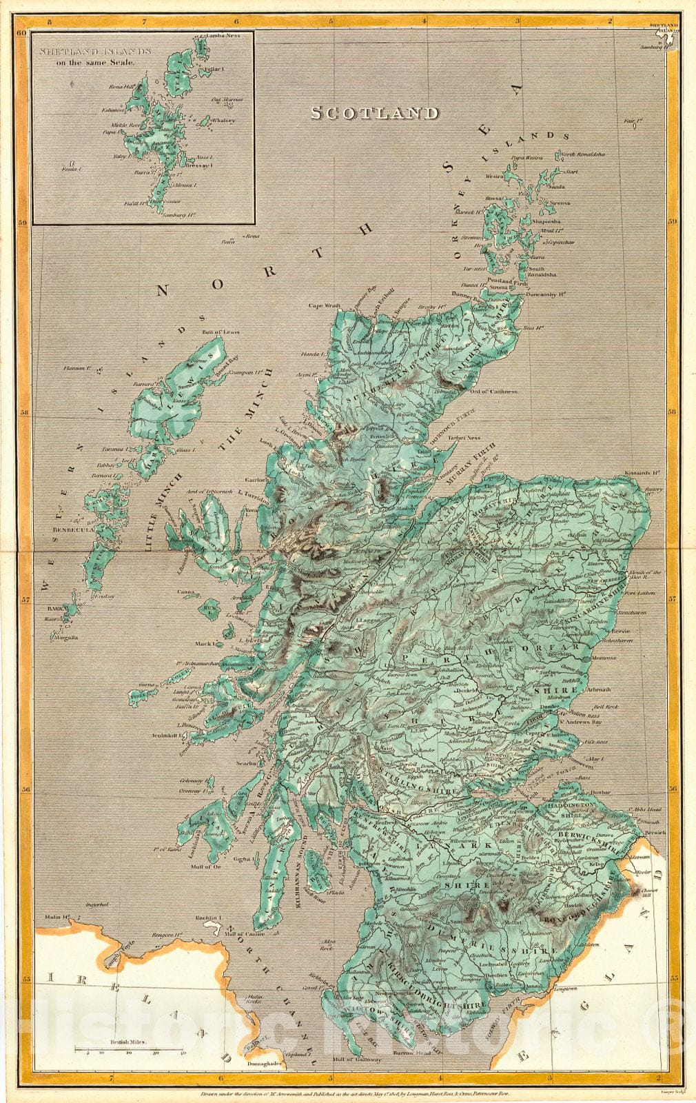 Historic Map : 1808 Scotland : Vintage Wall Art