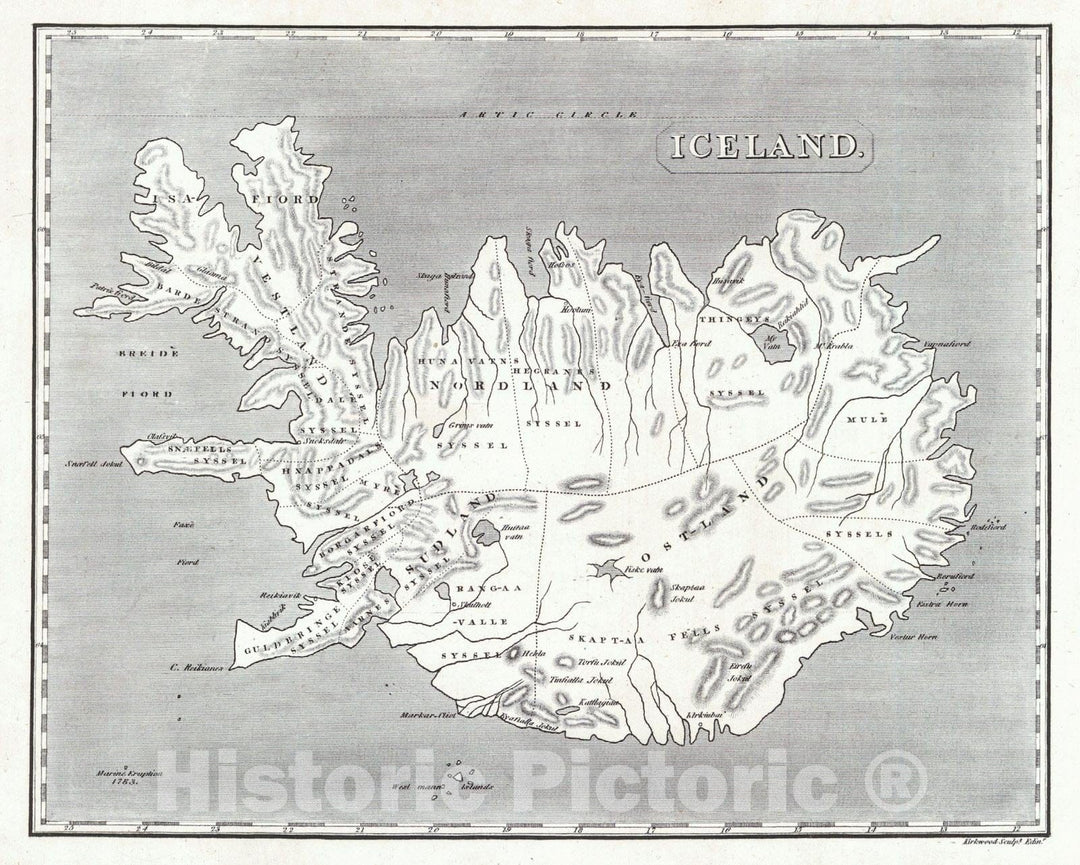 Historic Map : 1811 Iceland : Vintage Wall Art