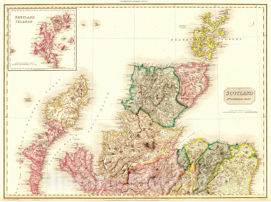 Historic Map : 1812 Scotland Northern Part : Vintage Wall Art