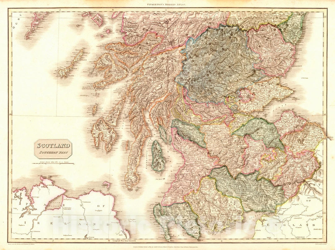 Historic Map : 1812 Scotland Southern Part : Vintage Wall Art