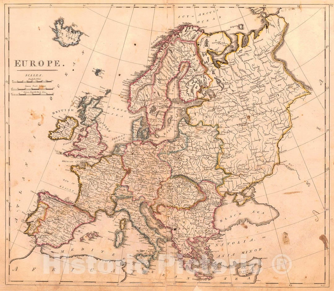 Historic Map : 1814 Europe : Vintage Wall Art