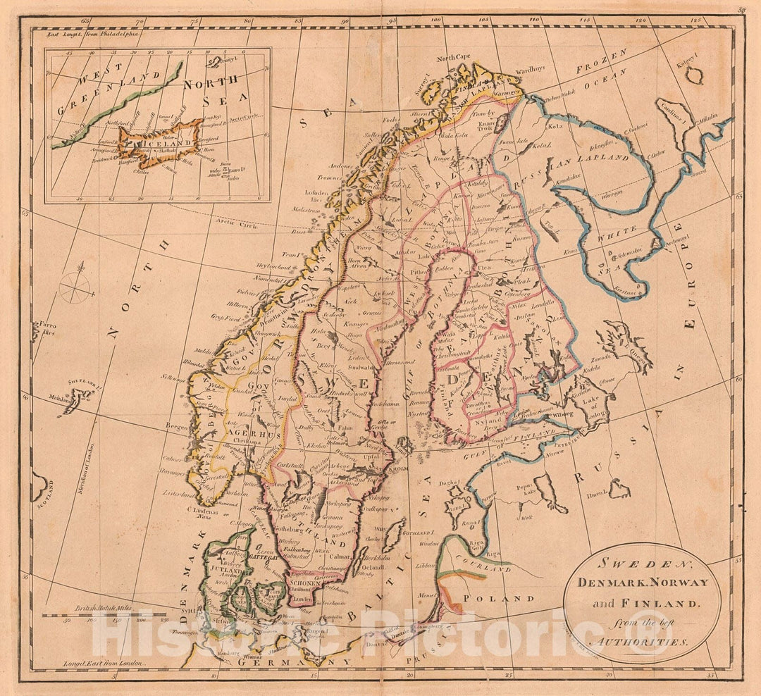 Historic Map : 1814 Sweden, Denmark, Norway and Finland from the best authorities : Vintage Wall Art