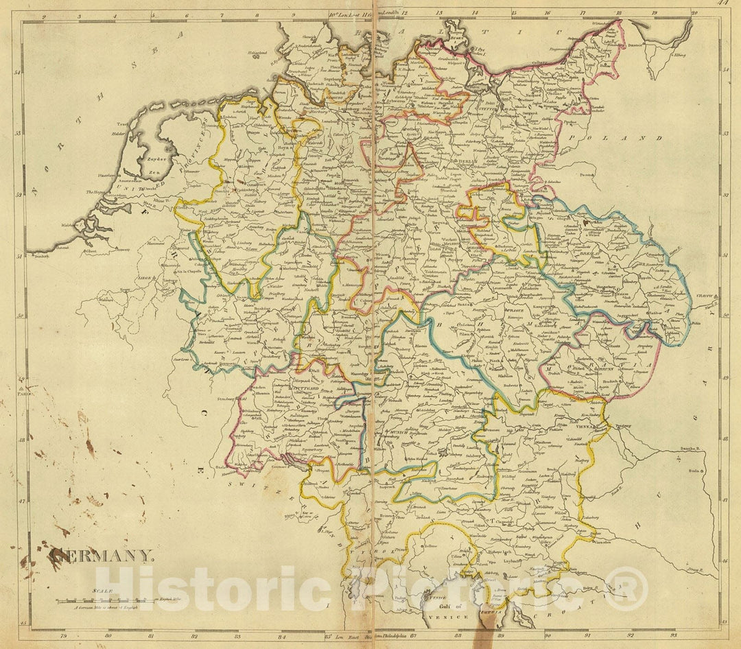 Historic Map : 1814 Germany : Vintage Wall Art