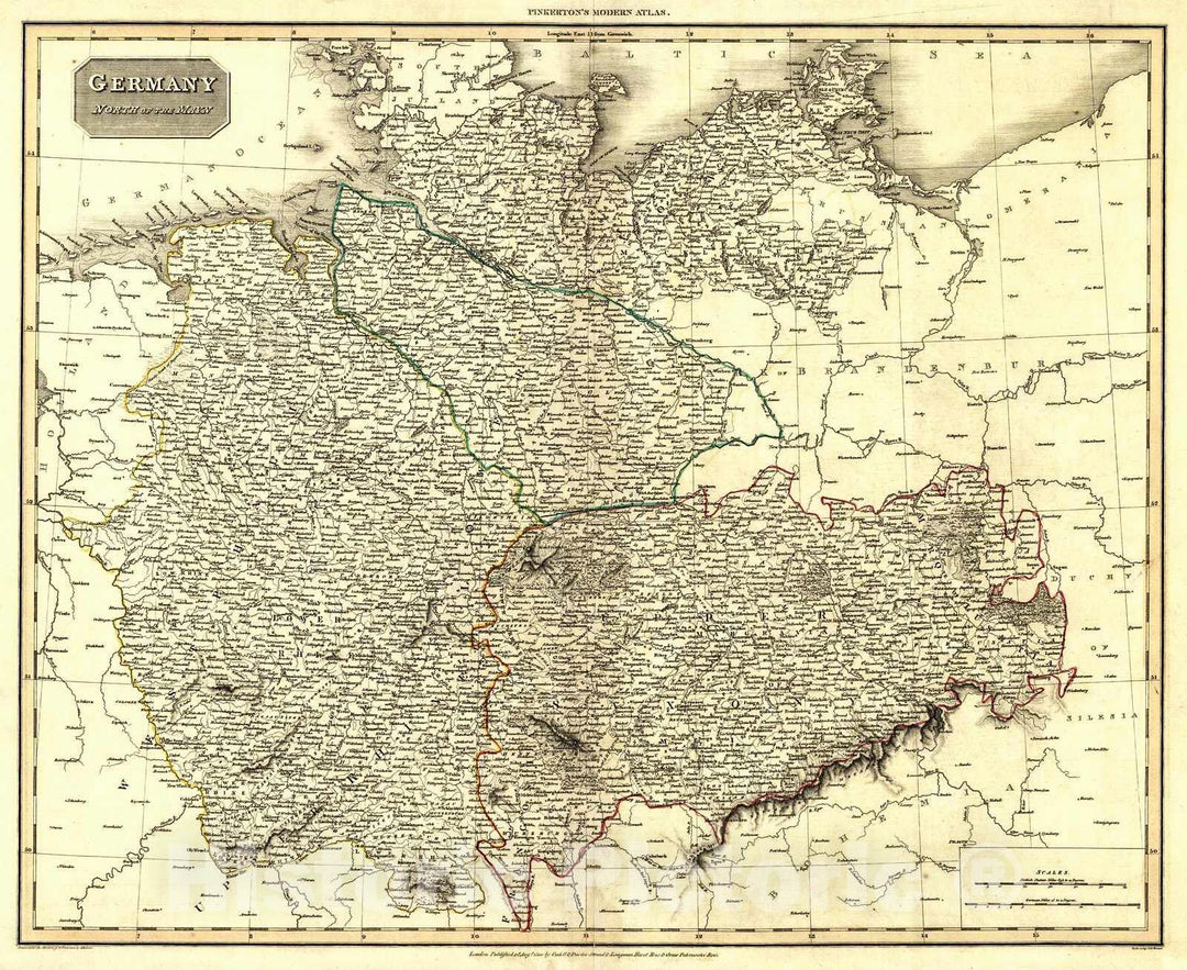 Historic Map : 1815 Germany- North of the Mayn : Vintage Wall Art