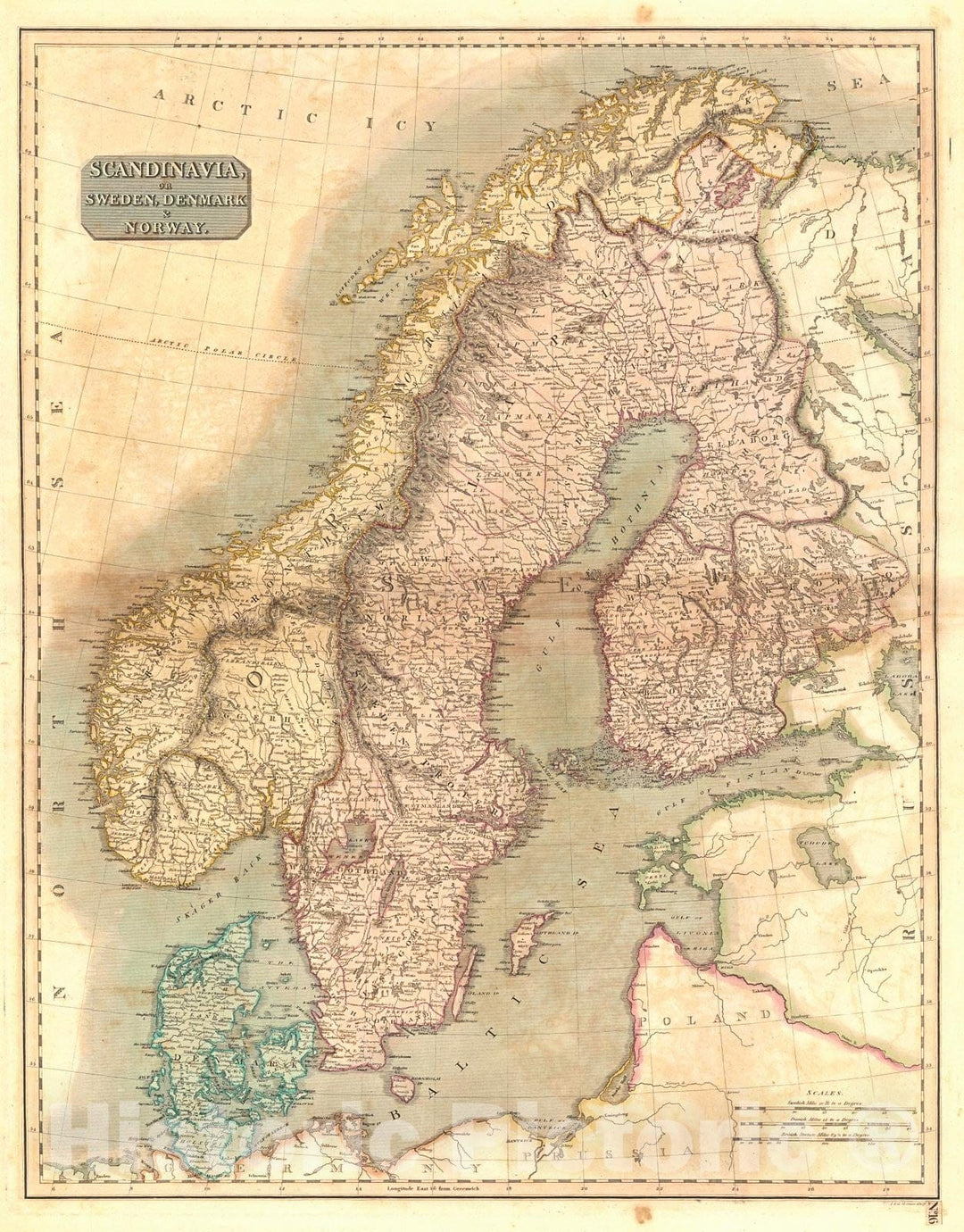 Historic Map : 1817 Scandinavia, or Sweden, Denmark & Norway : Vintage Wall Art