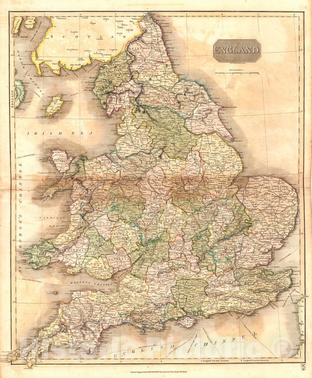 Historic Map : 1817 England : Vintage Wall Art