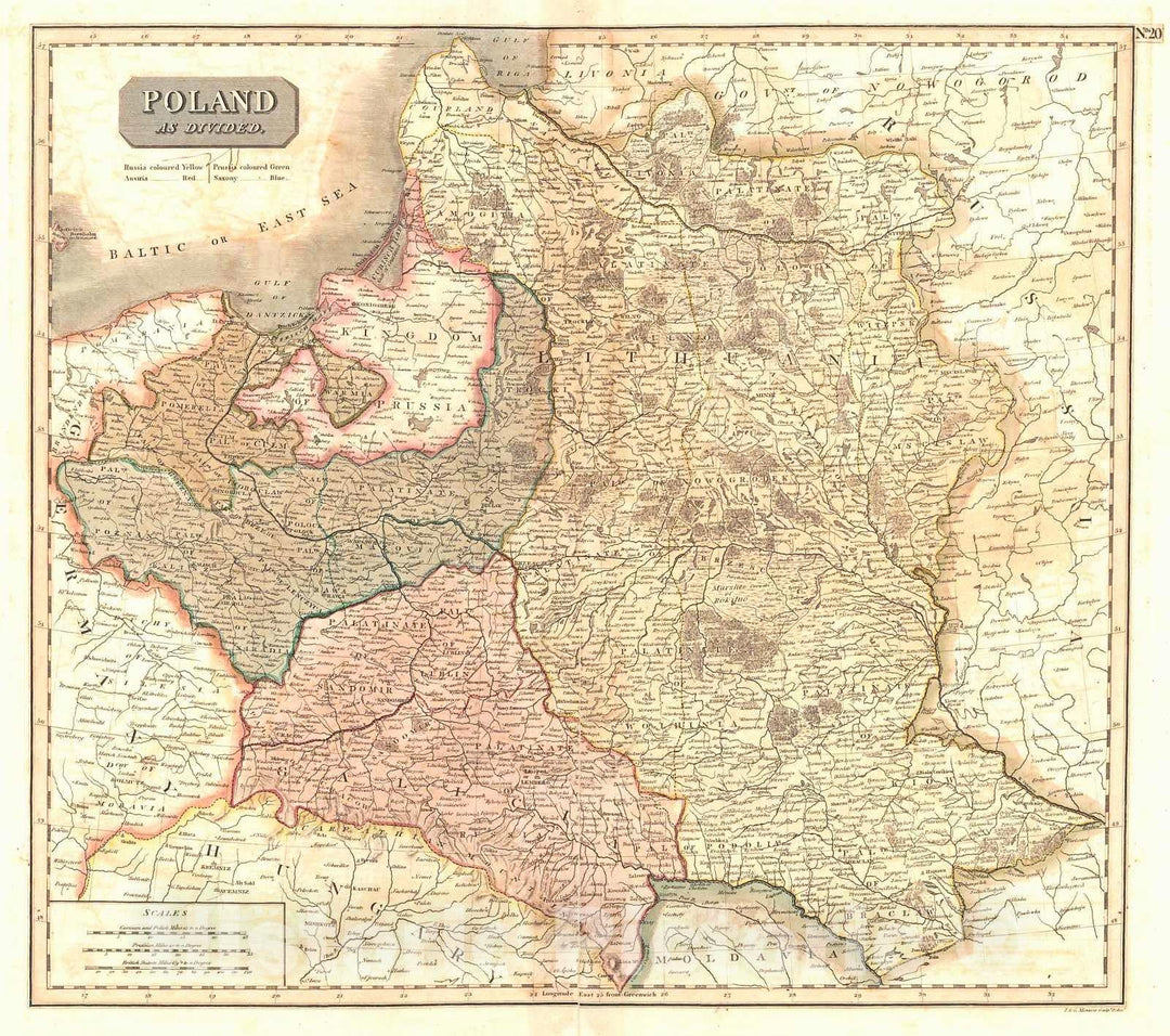 Historic Map : 1817 Poland As Divided : Vintage Wall Art