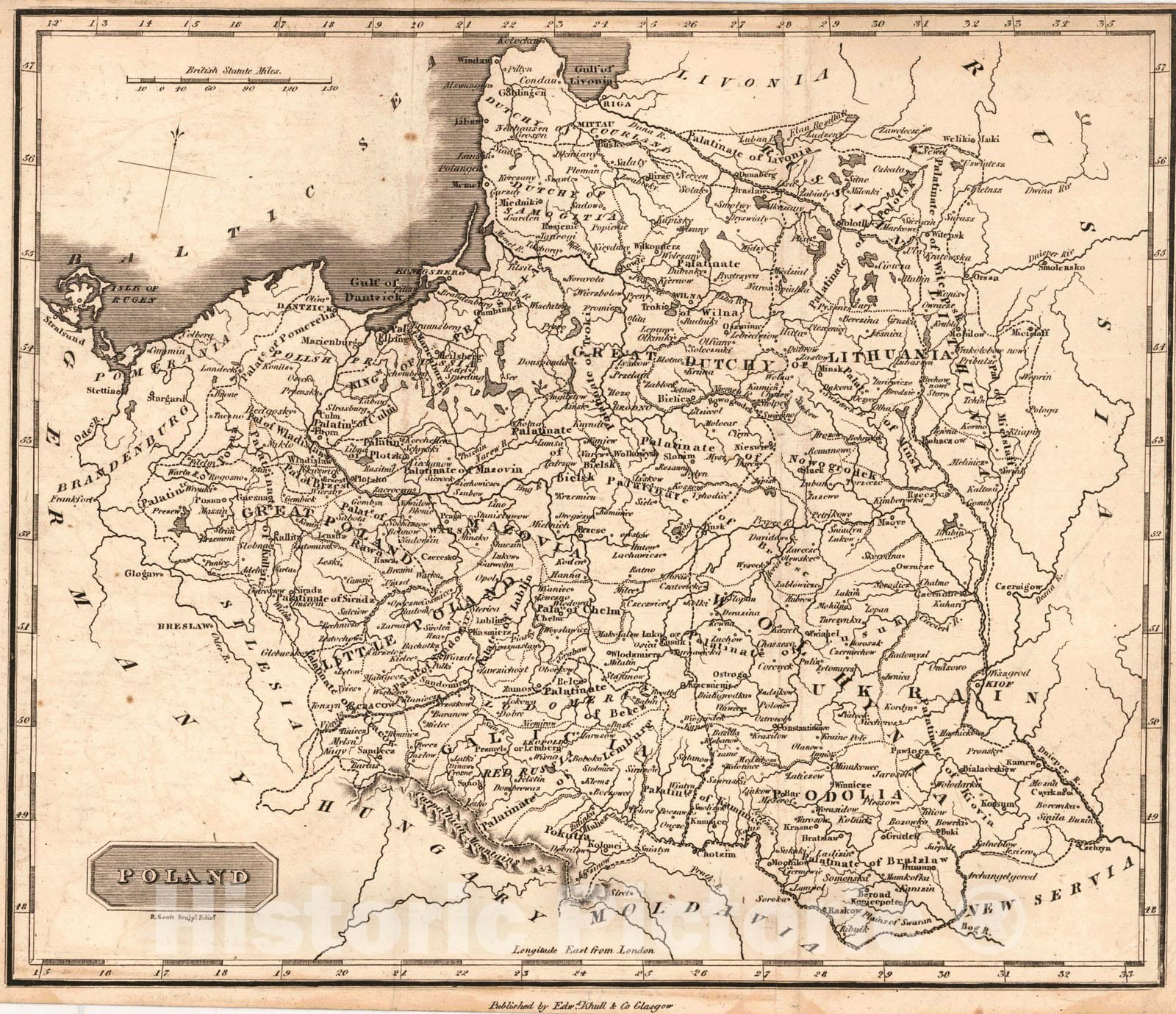 Historic Map : 1819 Poland : Vintage Wall Art