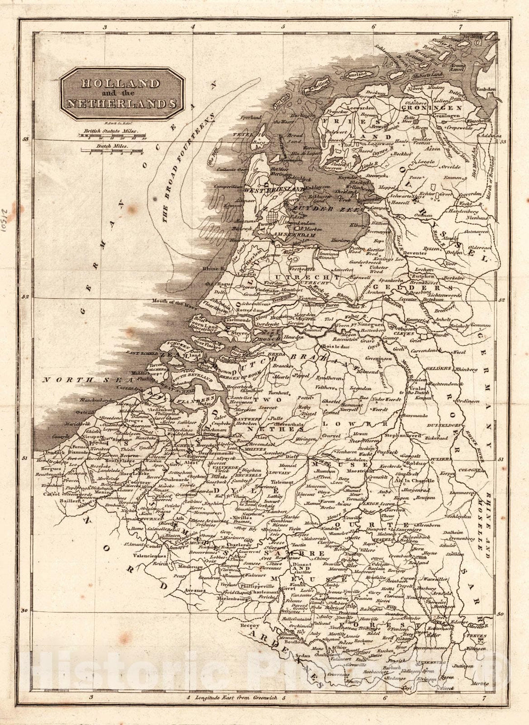 Historic Map : 1819 Holland and the Netherlands : Vintage Wall Art