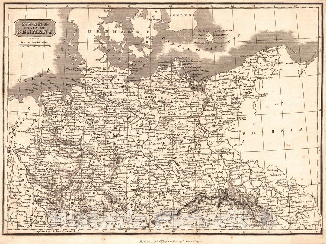 Historic Map : 1819 N.W. & N.E. Parts of Germany : Vintage Wall Art