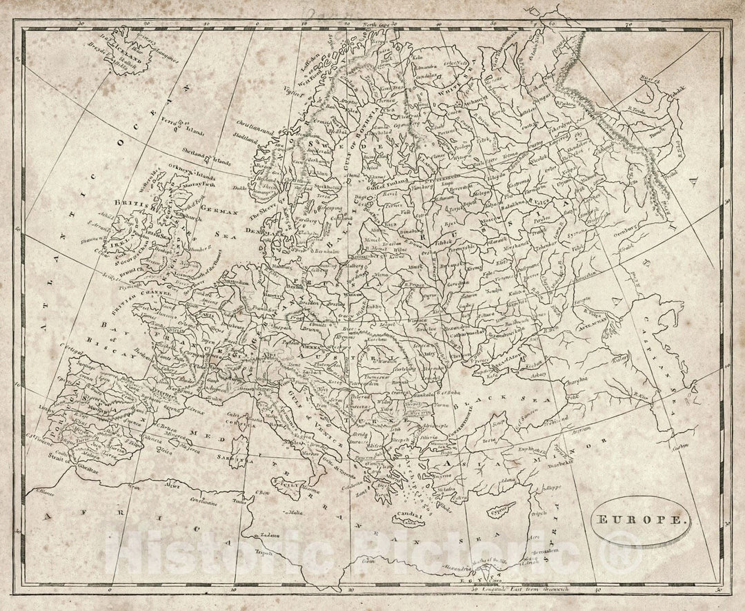 Historic Map : 1819 Europe : Vintage Wall Art