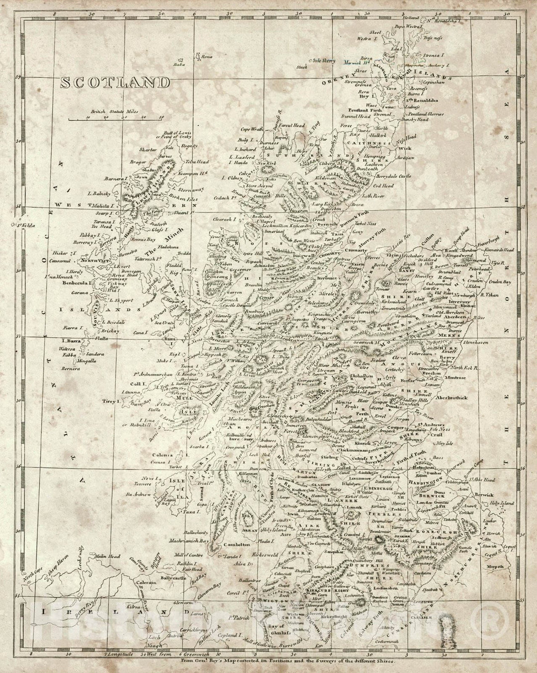 Historic Map : 1819 Scotland : Vintage Wall Art