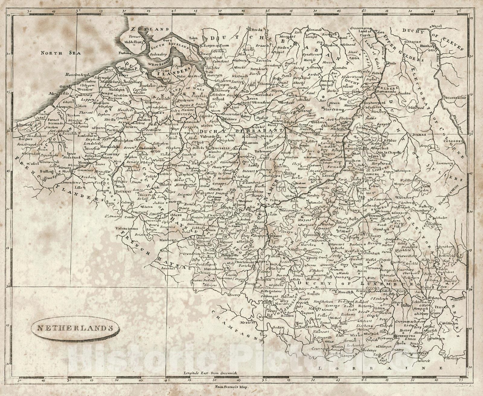 Historic Map : 1819 Netherlands : Vintage Wall Art