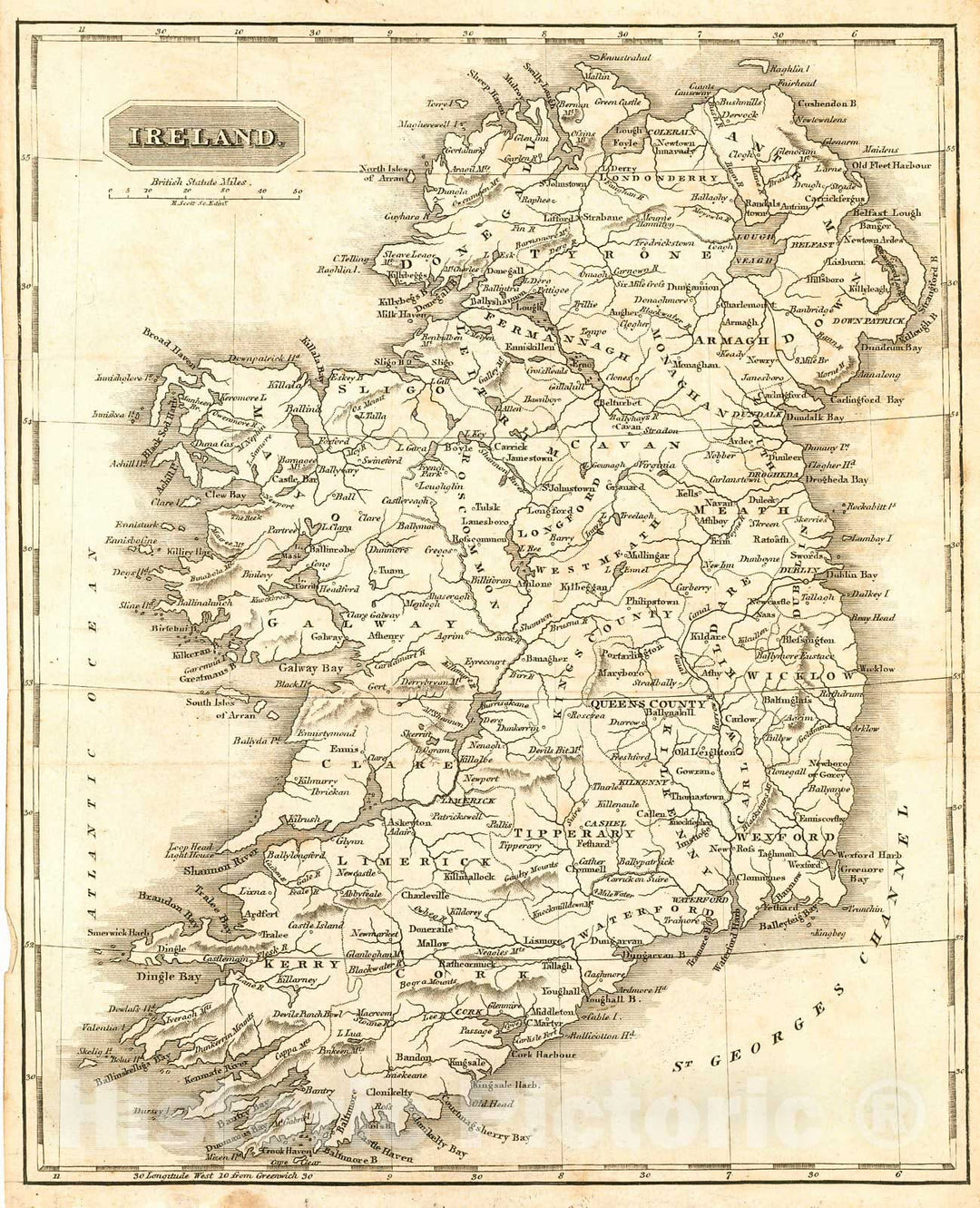 Historic Map : 1819 Ireland : Vintage Wall Art