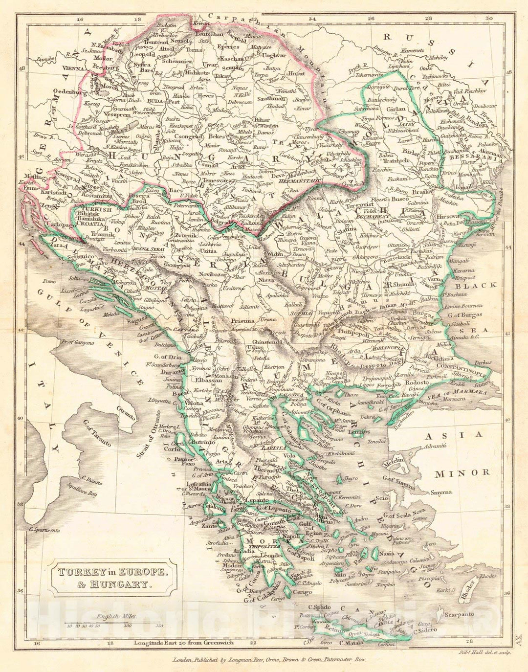 Historic Map : 1820 Turkey in Europe and Hungary : Vintage Wall Art