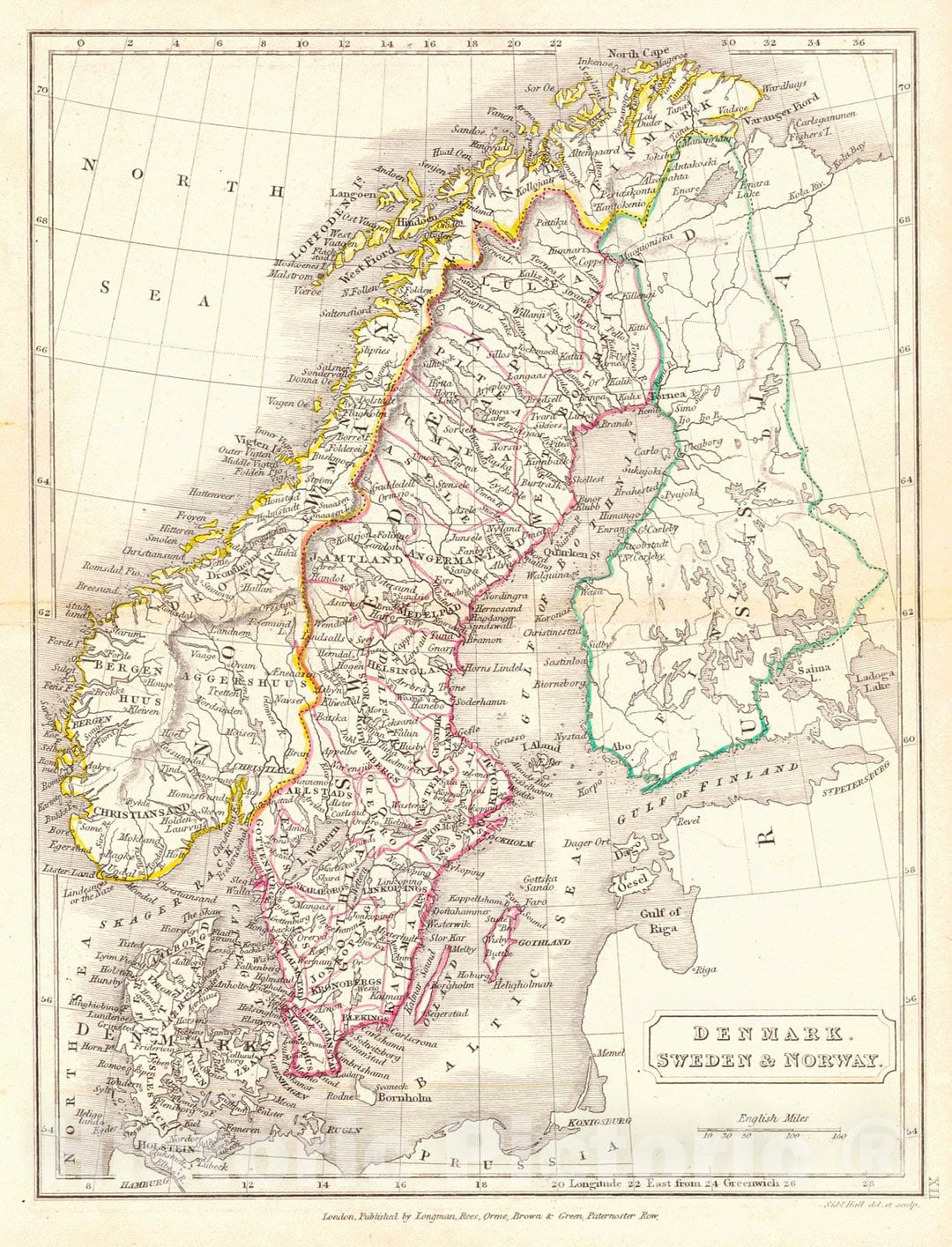 Historic Map : 1820 Denmark, Sweden, and Norway : Vintage Wall Art