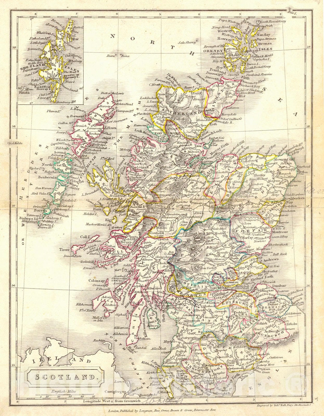 Historic Map : 1820 Scotland : Vintage Wall Art