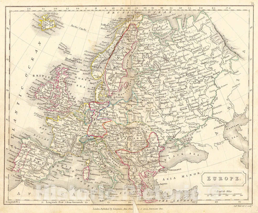 Historic Map : 1820 Europe : Vintage Wall Art