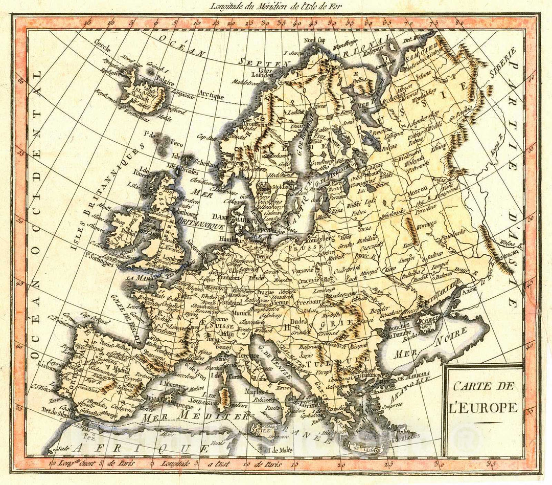 Historic Map : 1820 Carte de L'Europe : Vintage Wall Art