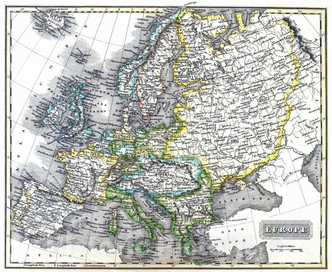 Historic Map : 1822 Europe : Vintage Wall Art