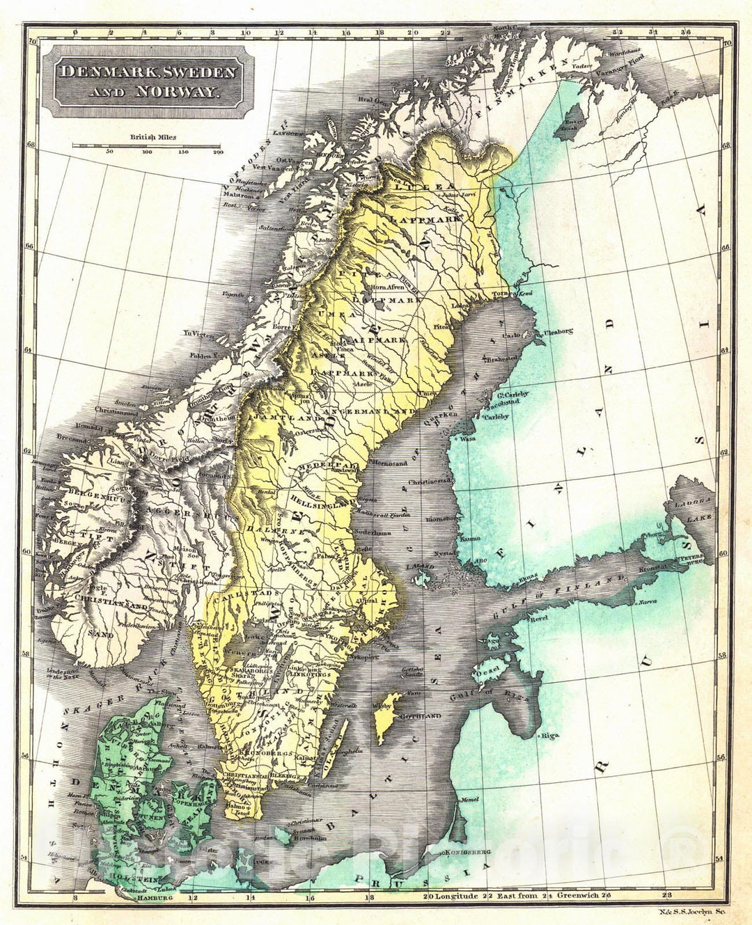 Historic Map : 1822 Denmark, Sweden, and Norway : Vintage Wall Art