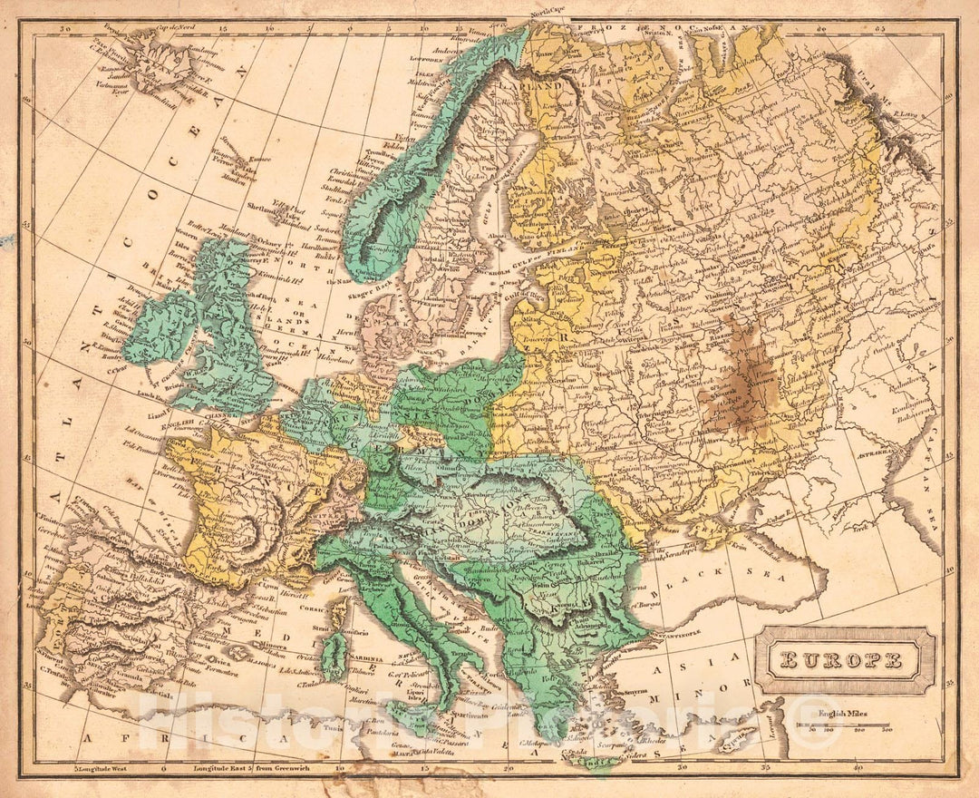 Historic Map : 1822 Europe : Vintage Wall Art