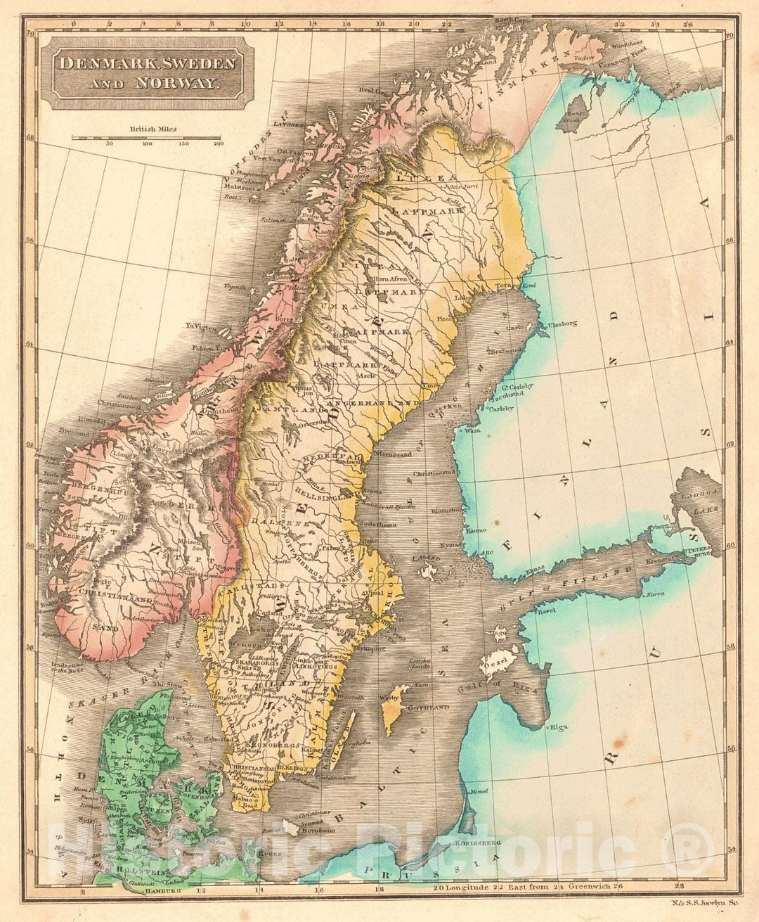 Historic Map : 1822 Denmark, Sweden and Norway : Vintage Wall Art