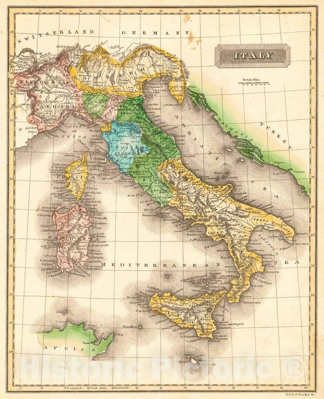 Historic Map : 1822 Italy : Vintage Wall Art