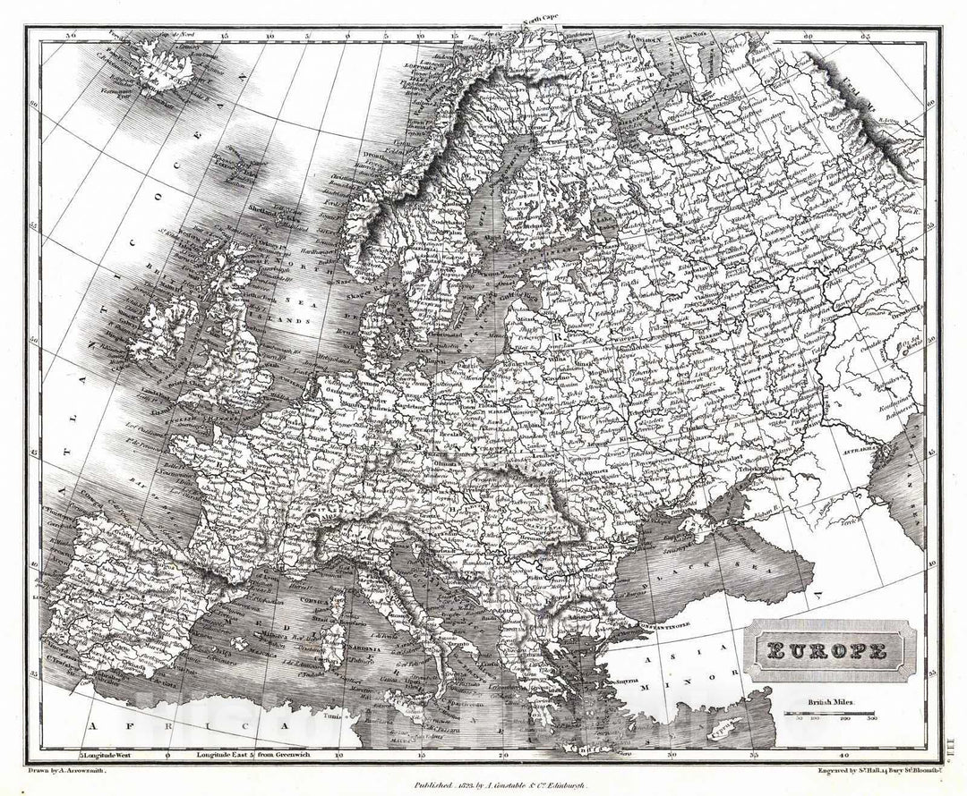 Historic Map : 1823 Europe : Vintage Wall Art