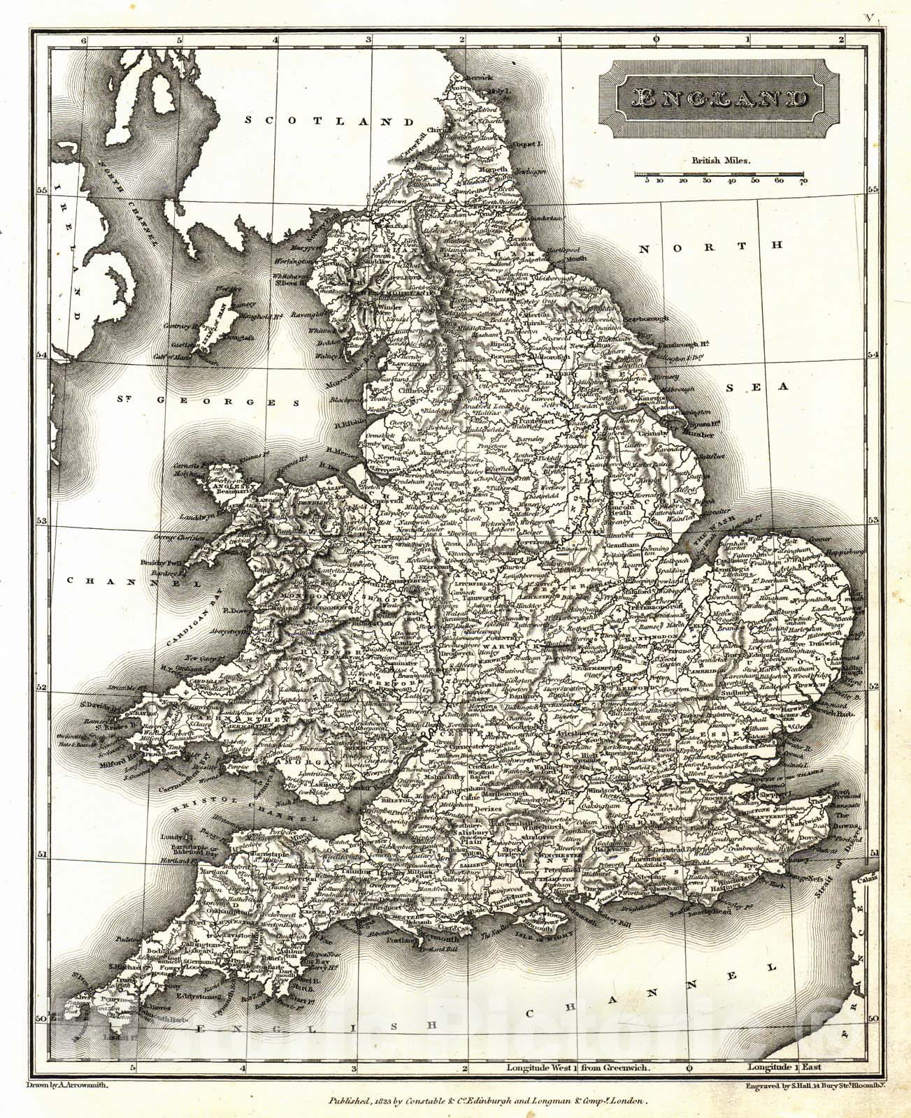 Historic Map : 1823 England : Vintage Wall Art