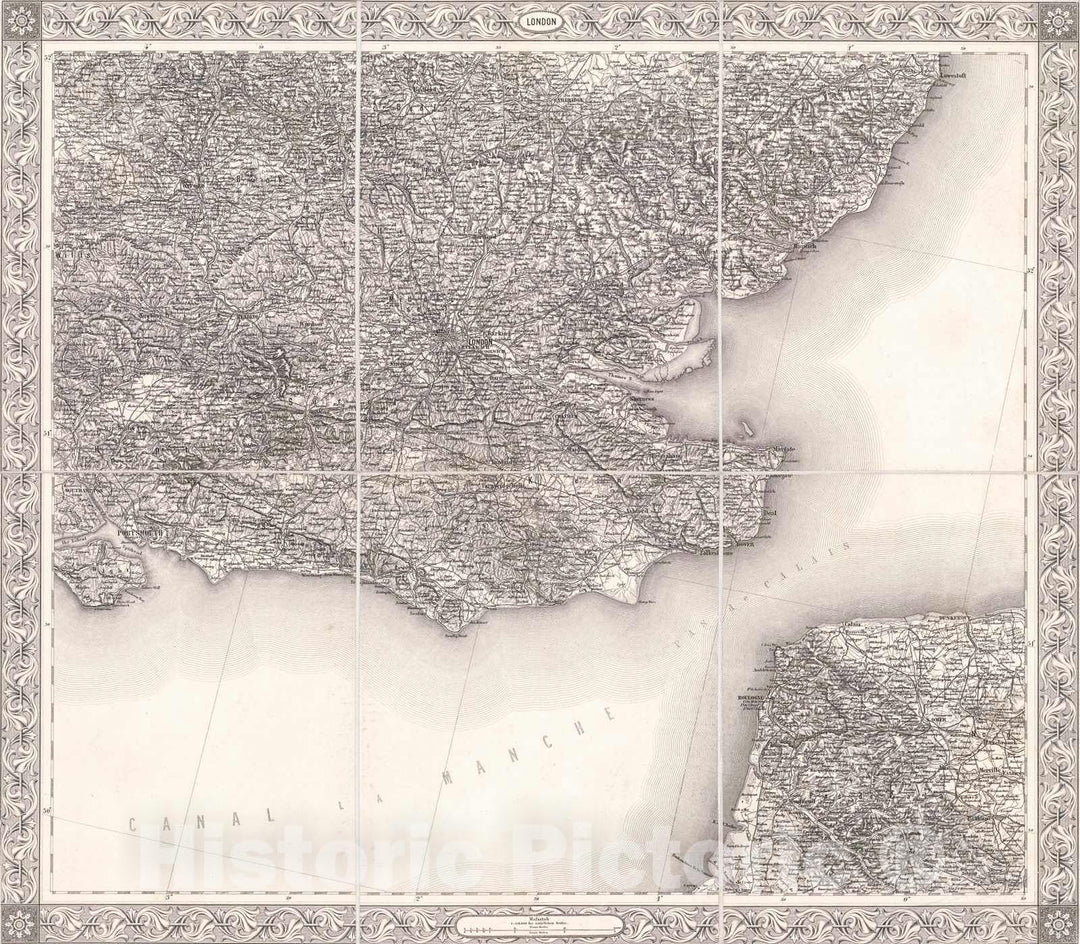 Historic Map : 1825 [Southeast England Centering on London]  : Vintage Wall Art