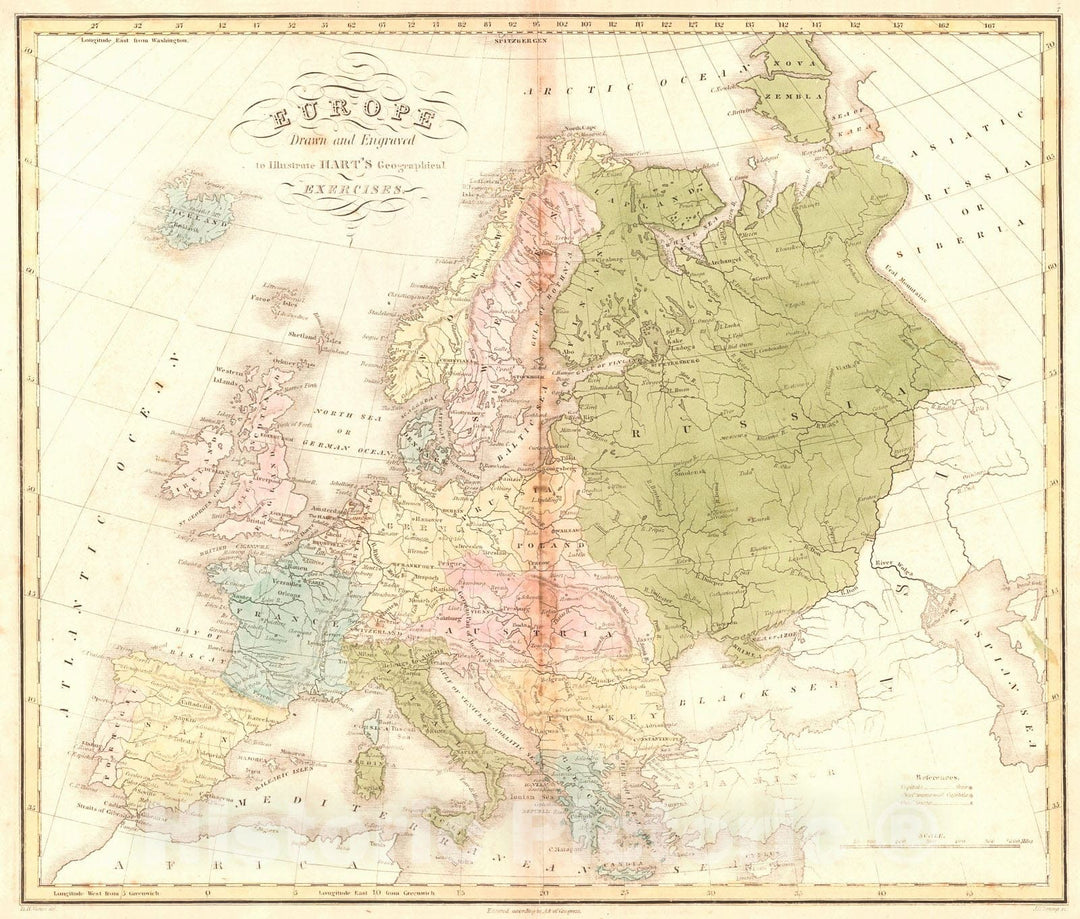 Historic Map : 1828 Europe : Vintage Wall Art