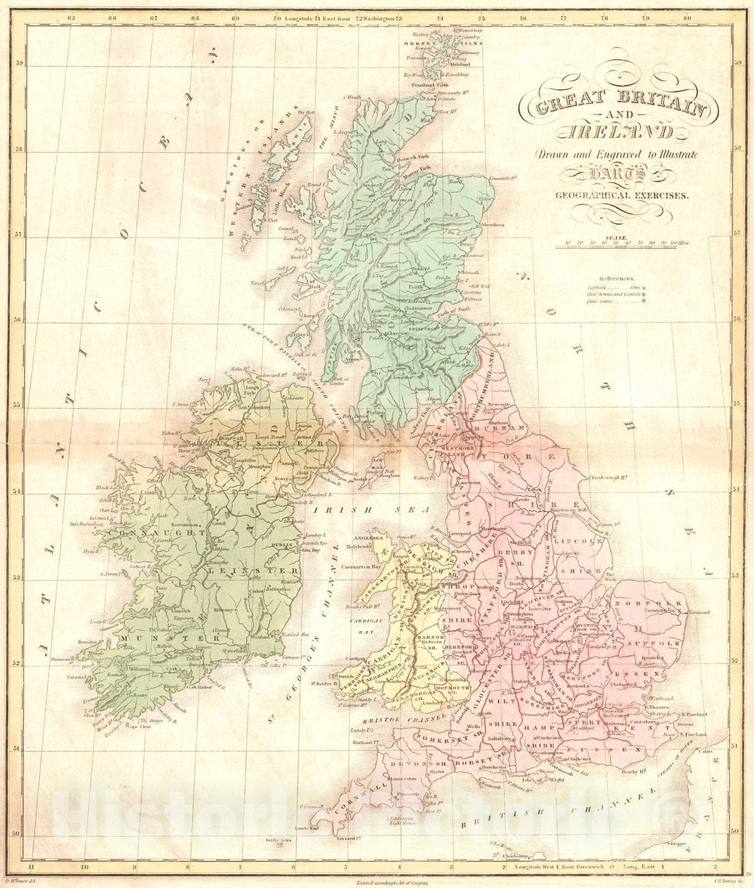 Historic Map : 1828 Great Britain and Ireland : Vintage Wall Art