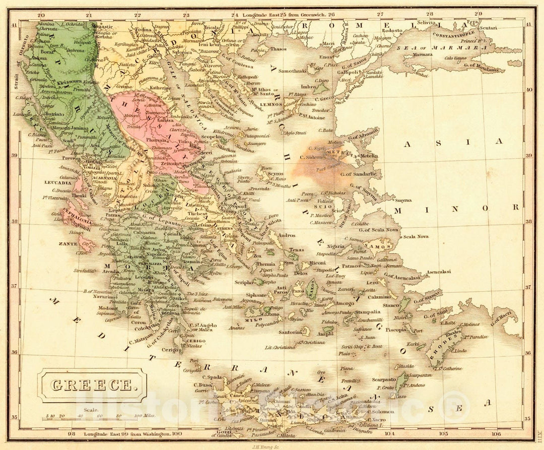 Historic Map : 1828 Greece : Vintage Wall Art