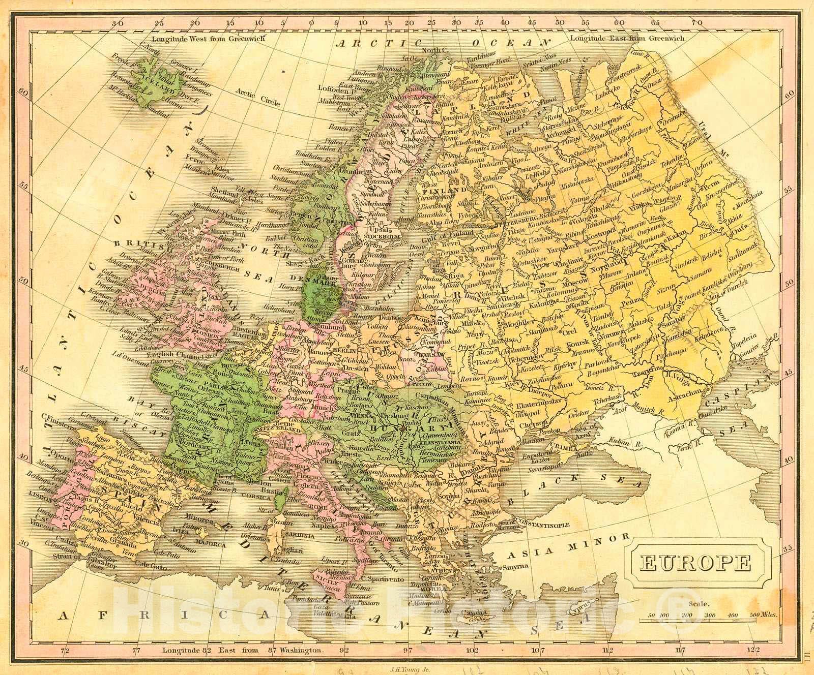 Historic Map : 1828 Europe : Vintage Wall Art