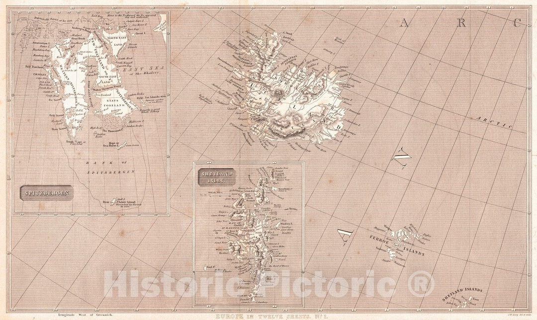 Historic Map : 1828 Europe in Twelve Sheets, No. 1 : Vintage Wall Art