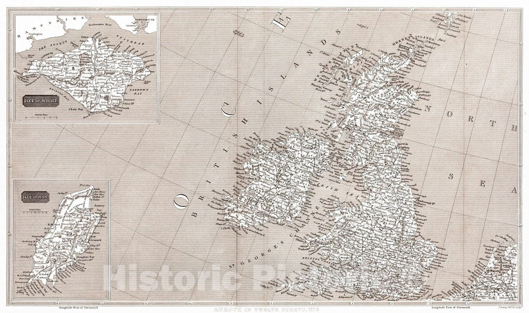 Historic Map : 1828 Europe in Twelve Sheets, No. 4 : Vintage Wall Art