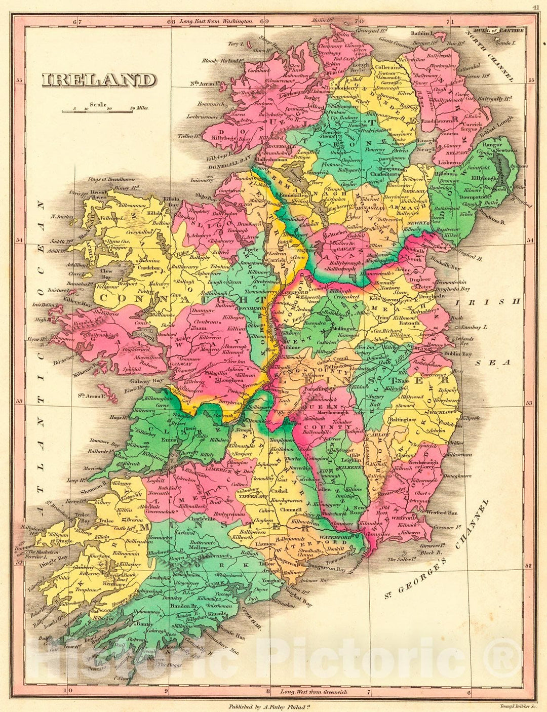 Historic Map : 1829 Ireland : Vintage Wall Art