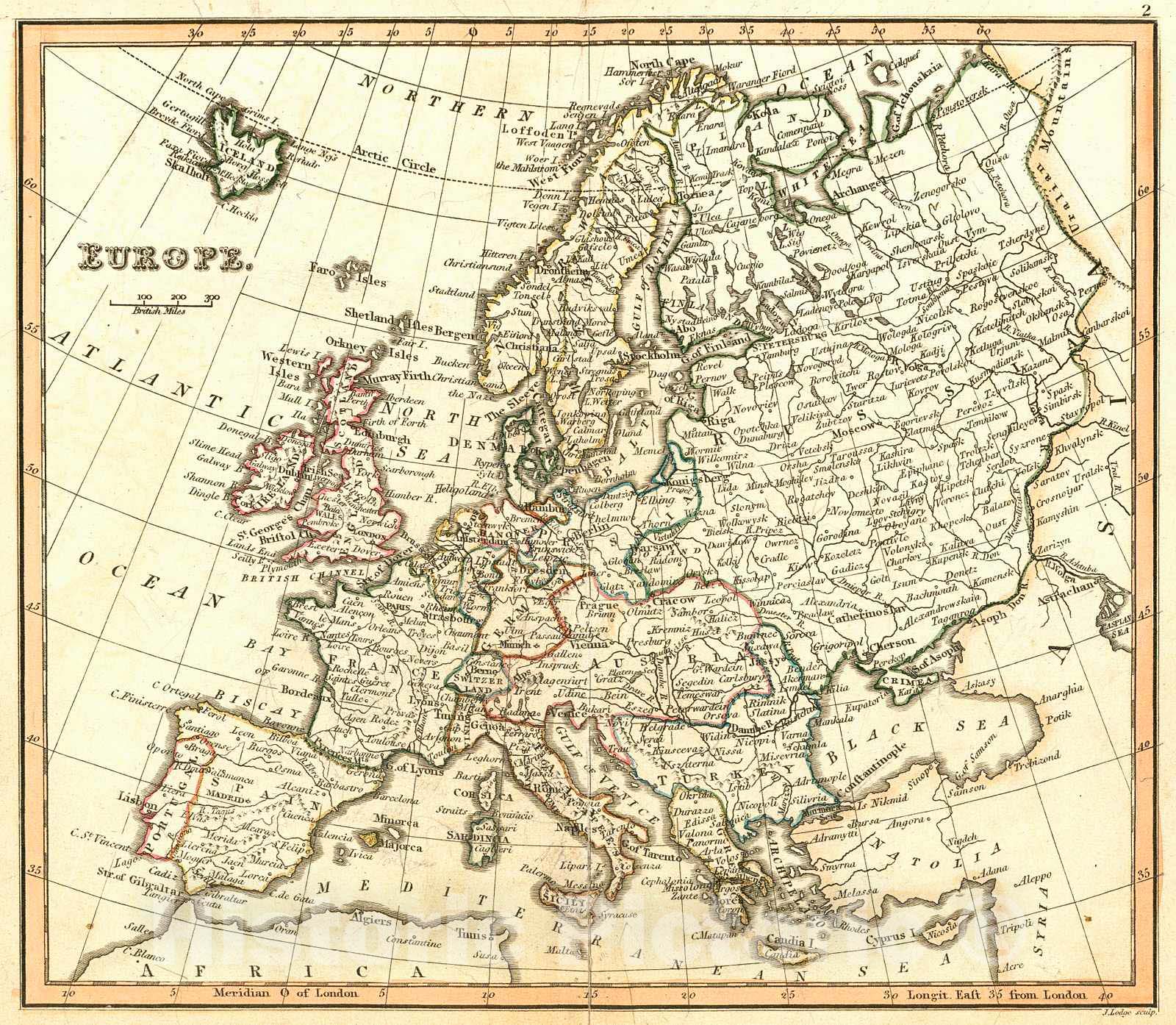 Historic Map : 1829 Europe : Vintage Wall Art