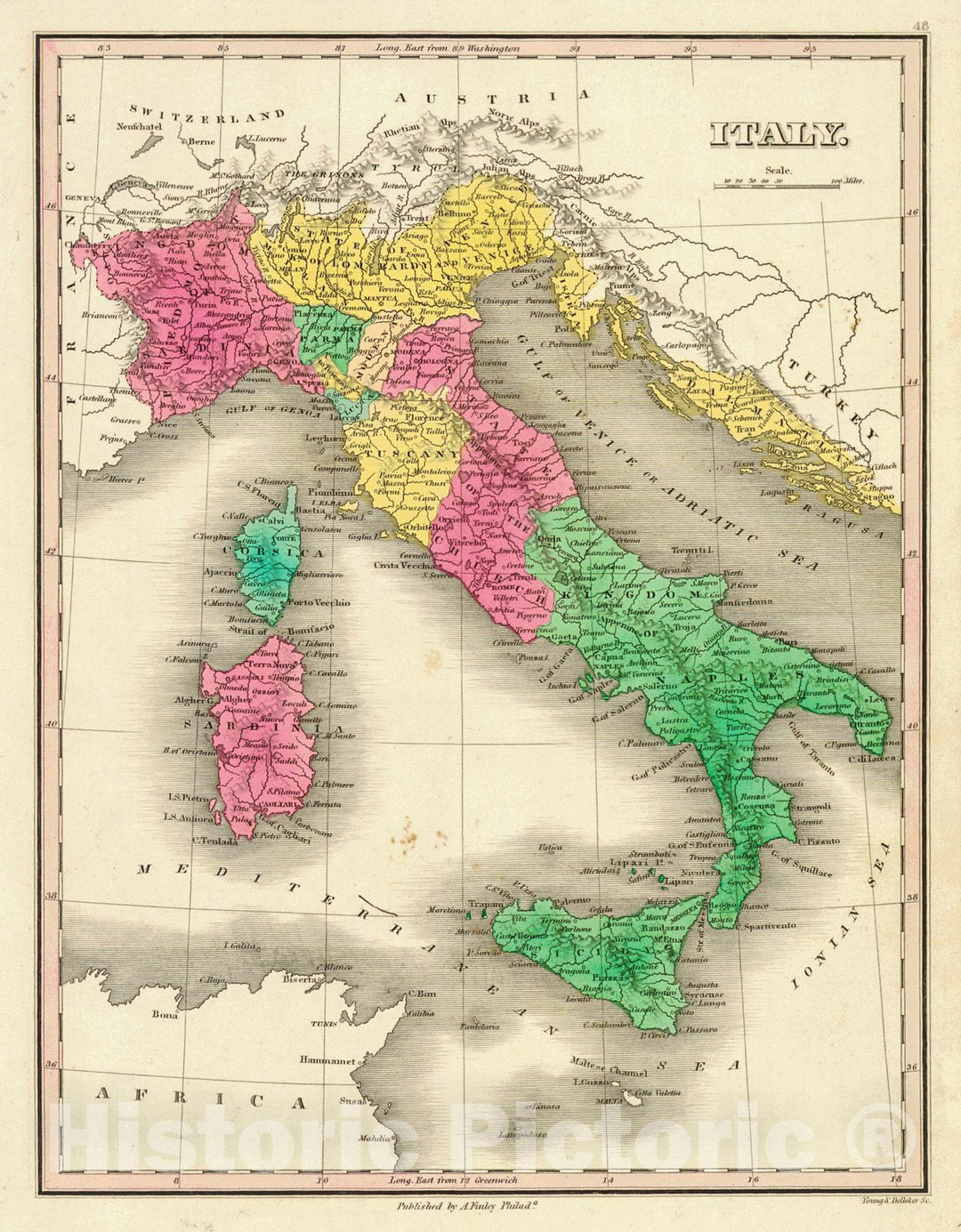 Historic Map : 1829 Italy : Vintage Wall Art