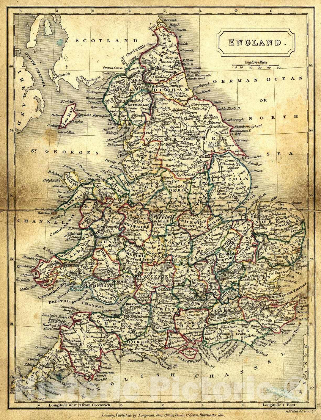 Historic Map : 1830 England : Vintage Wall Art