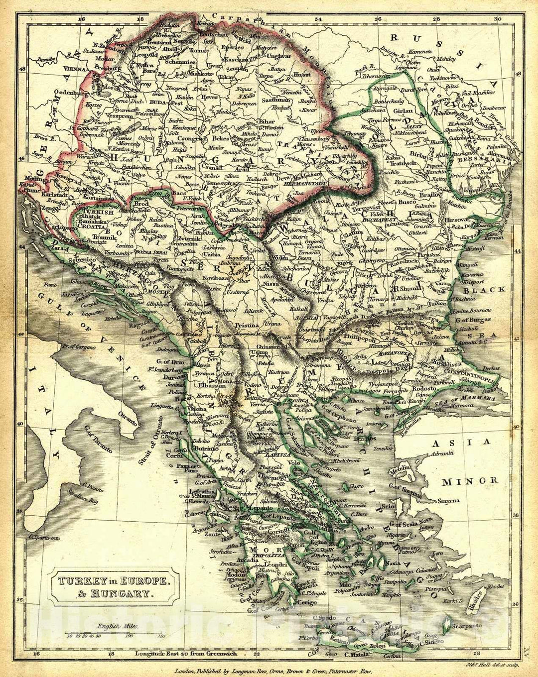 Historic Map : 1830 Turkey in Europe and Hungary : Vintage Wall Art