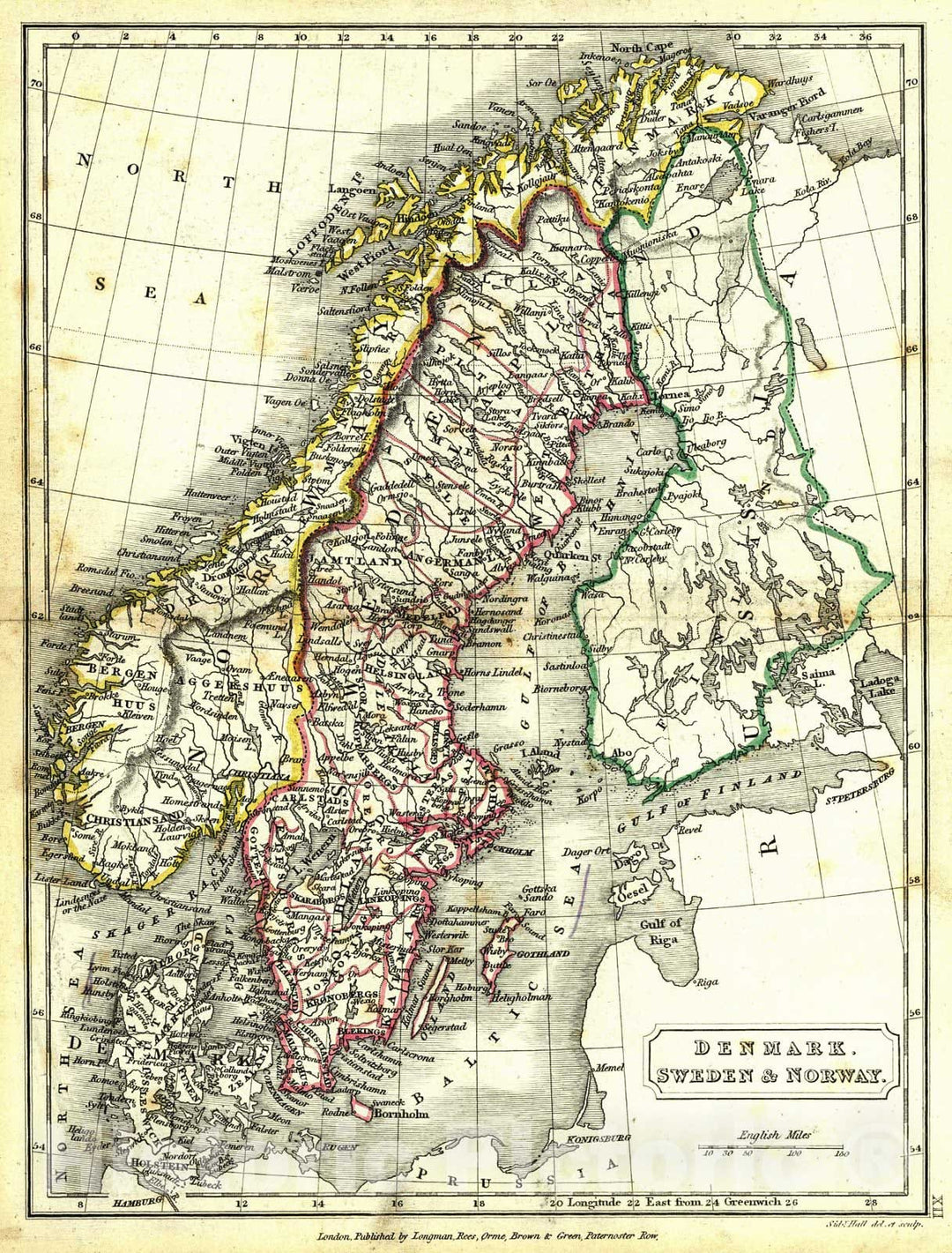 Historic Map : 1830 Denmark, Sweden, and Norway : Vintage Wall Art