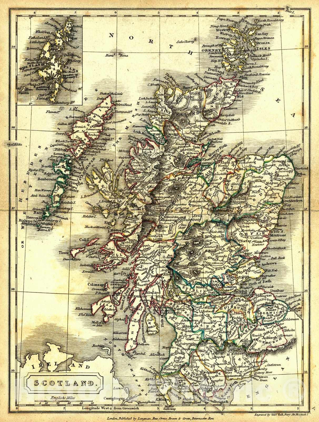 Historic Map : 1830 Scotland : Vintage Wall Art