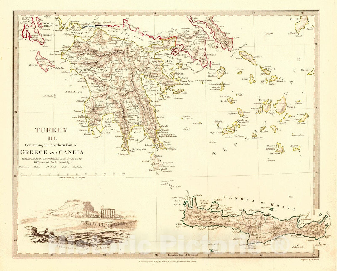 Historic Map : 1830 Turkey III Containing the Southern Part of Greece and Candia : Vintage Wall Art