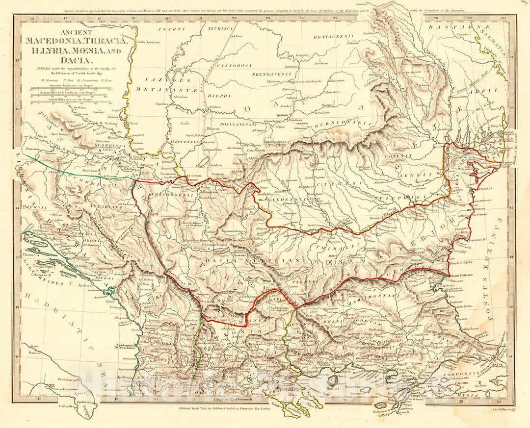 Historic Map : 1830 Ancient Macedonia, Thracia, Illyria, Moesia and Dacia : Vintage Wall Art