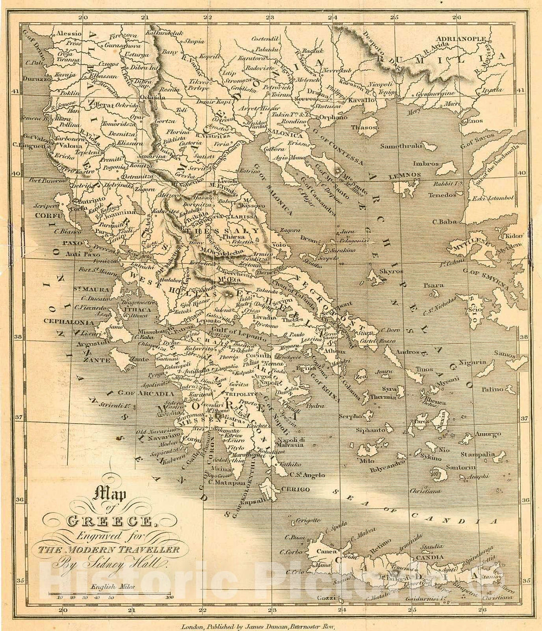 Historic Map : 1830 Map of Greece : Vintage Wall Art