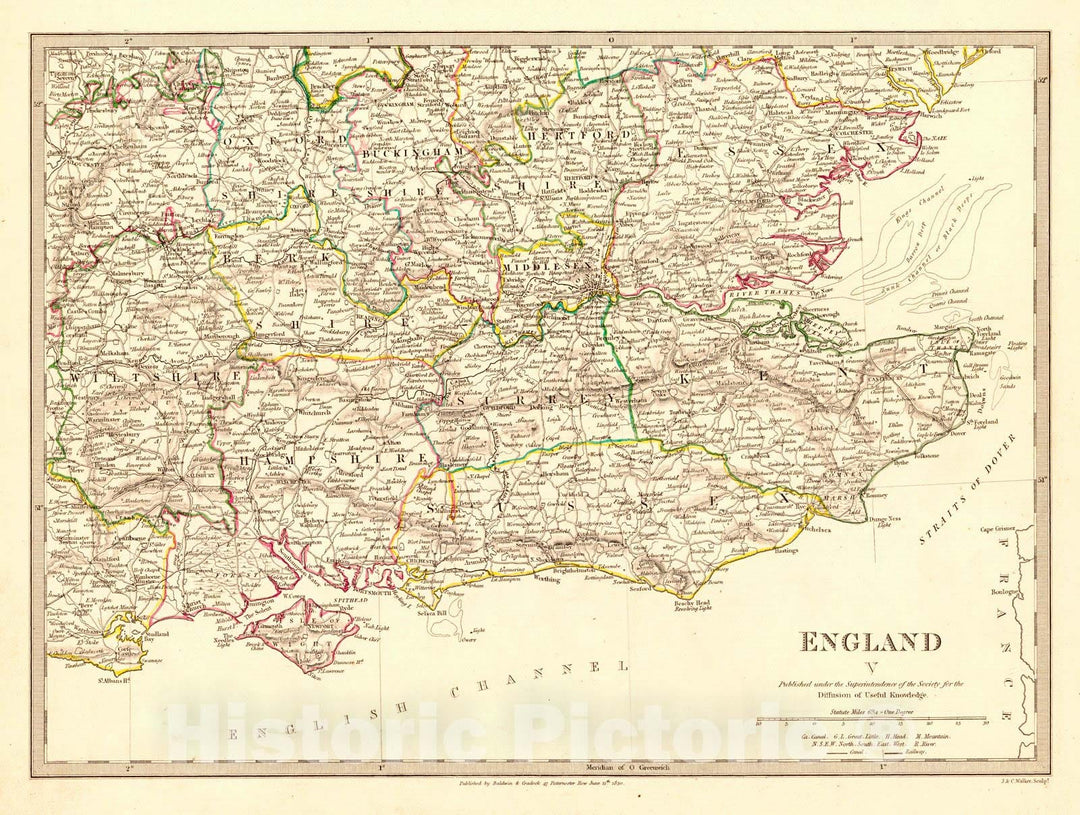 Historic Map : 1830 England V : Vintage Wall Art