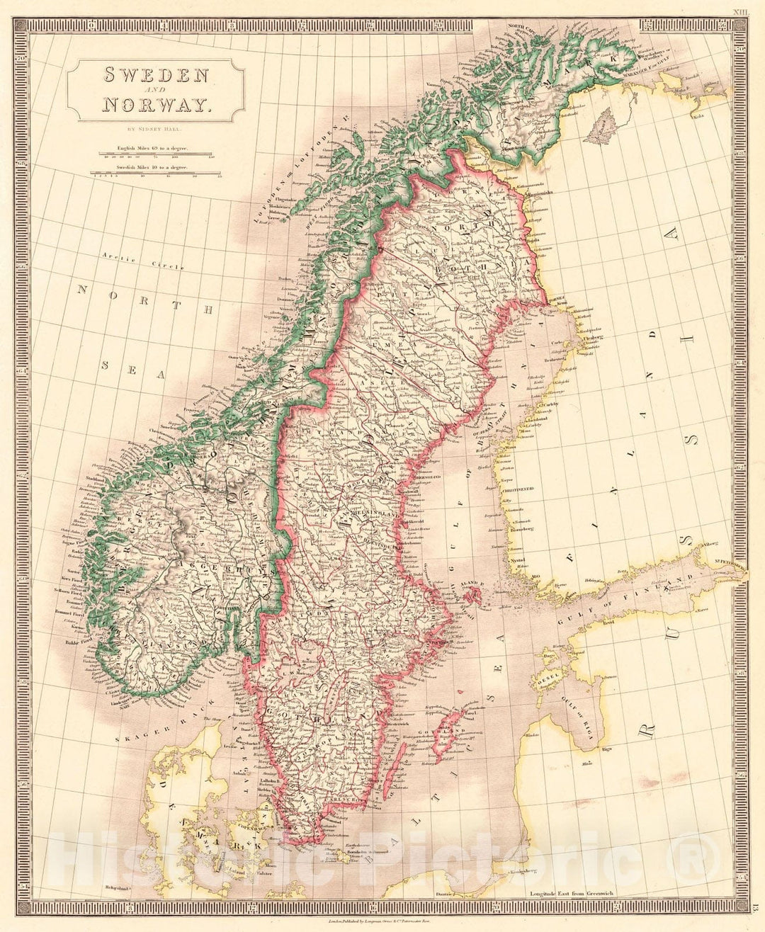 Historic Map : 1830 Sweden and Norway : Vintage Wall Art